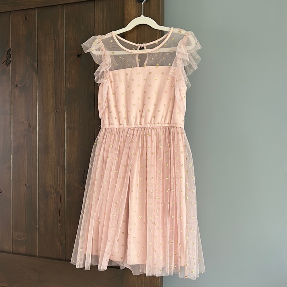 Girls Nickie Lew Pink glitter Polka Dot Dress Size 10